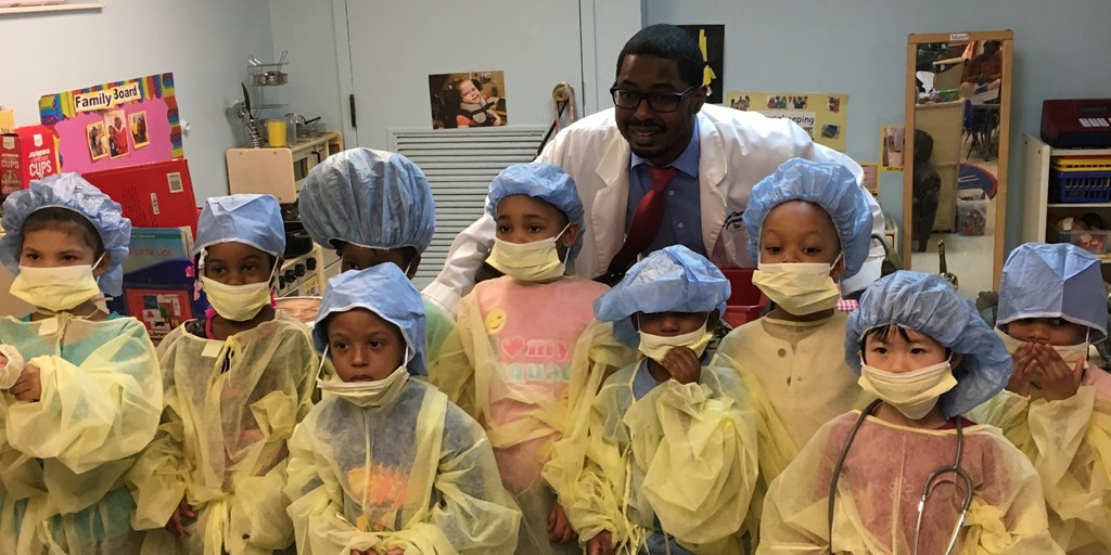 Medical residents host Doctors' Day show-and-tell with preschool students